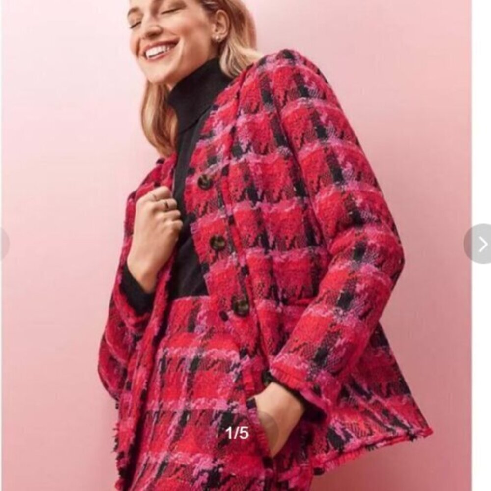 Ann Taylor Tweed Houndstooth Cardigan Jacket Size 4 NWT